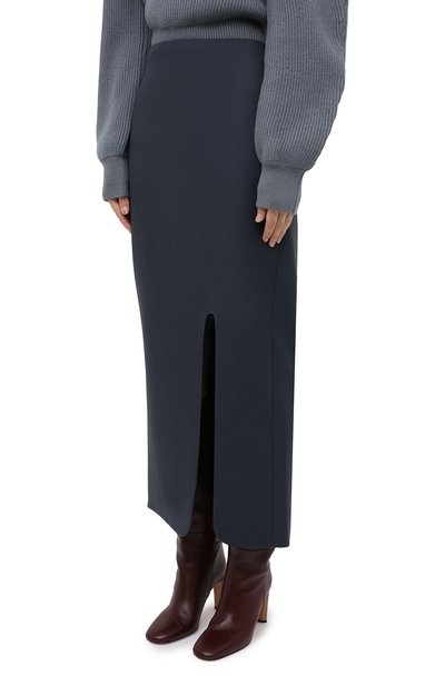 Шерстяная юбка JIL SANDER синего цвета по цене 103500 руб., арт. JSWR355310-WR201000, фото 3 Шерстяная юбка JIL SANDER, арт. JSWR355310-WR201000, фото 3