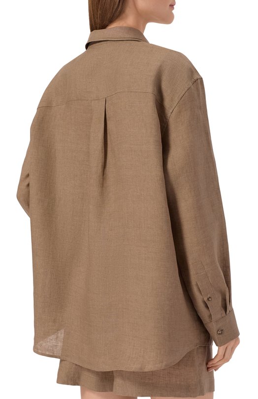 Льняная рубашка 12 STOREEZ 138504 Коричневый  138504 Фото 4