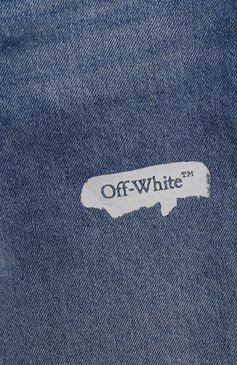 Детские джинсы OFF-WHITE синего цвета, арт. 0BYA001S24DEN001/4-10 | Фото 3 (Нос: Не проставлено; Материал внешний: Хлопок; Материал сплава: Проставлено; Детали: Потертости, Декор; Ростовка одежда: 4 года | 104 см, 10 - 11 лет | 140 - 146см, 8 лет | 128 см, 6 лет | 116 см)