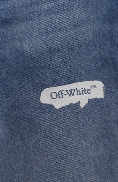 Детские джинсы OFF-WHITE синего цвета, арт. 0BYA001S24DEN001/4-10 | Фото 3 (Детали: Декор, Потертости; Материал сплава: Проставлено; Нос: Не проставлено; Материал внешний: Хлопок; Ростовка одежда: 4 года | 104 см, 10 - 11 лет | 140 - 146см, 8 лет | 128 см, 6 лет | 116 см)