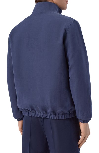Бомбер из шелка и льна KITON темно-синего цвета по цене 652500 руб., арт. UW2407V0848H, фото 4 Бомбер из шелка и льна KITON, арт. UW2407V0848H, фото 4