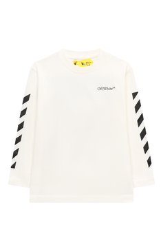 Детская хлопковый лонгслив OFF-WHITE белого цвета, арт. 0BAB001F23JER001 | Фото 1 (Рукава: Длинные; Мальчики Кросс-КТ: Лонгслив-одежда; Материал сплава: Проставлено; Материал внешний: Хлопок; Драгоценные камни: Проставлено)