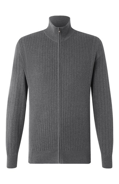 Хлопковый кардиган BOSS темно-серого цвета по цене 29950 руб., арт. 50534403, фото 1 Хлопковый кардиган BOSS, арт. 50534403, фото 1