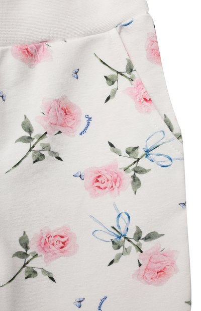 Хлопковые джоггеры MONNALISA белого цвета по цене 7000 руб., арт. 399404, фото 3 Хлопковые джоггеры MONNALISA, арт. 399404, фото 3