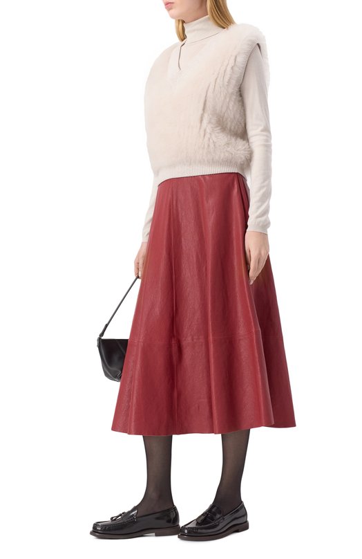 Кожаная юбка Brunello Cucinelli M0CCKG3748 Красный  M0CCKG3748 Фото 2