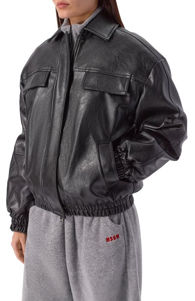 Бомбер из экокожи MSGM черного цвета по цене 69950 руб., арт. 3942MDH03X/257804, фото 3 Бомбер из экокожи MSGM, арт. 3942MDH03X/257804, фото 3