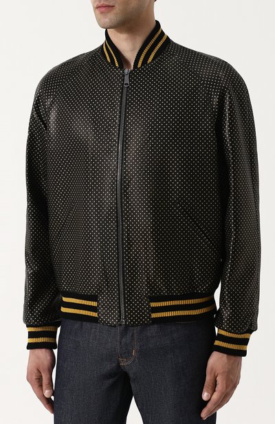 Кожаный бомбер на молнии с принтом GUCCI, арт. 519556/XG641, фото 3