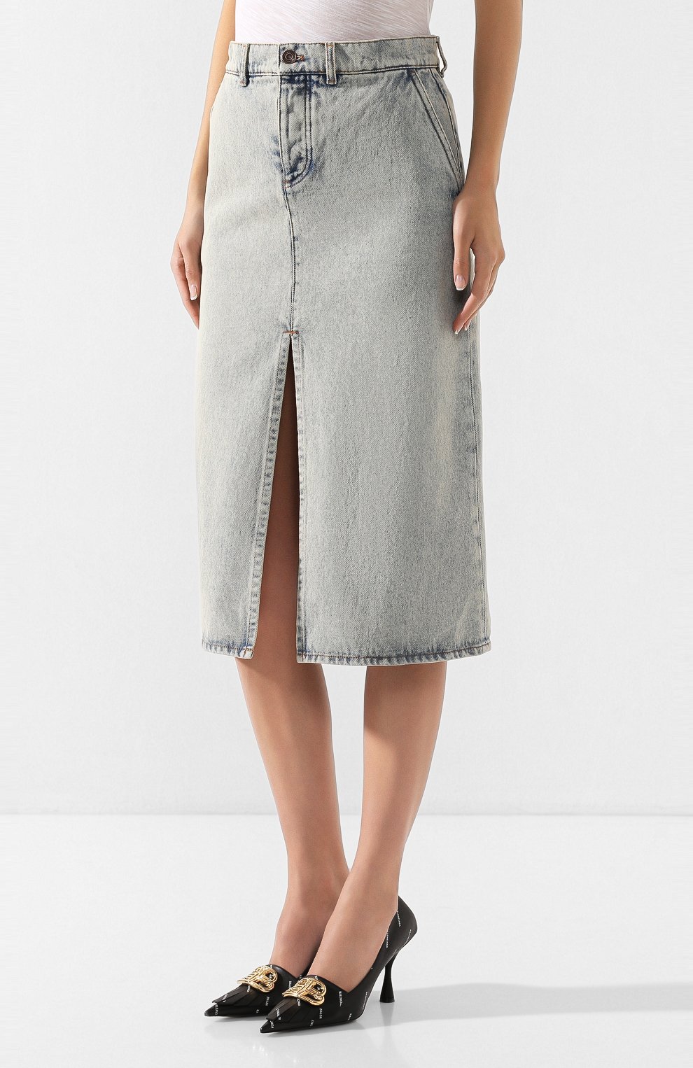 Джинсовая юбка BALENCIAGA синего цвета по цене 53750 руб., арт. 600202/TDW15, фото 3 Джинсовая юбка BALENCIAGA, арт. 600202/TDW15, фото 3