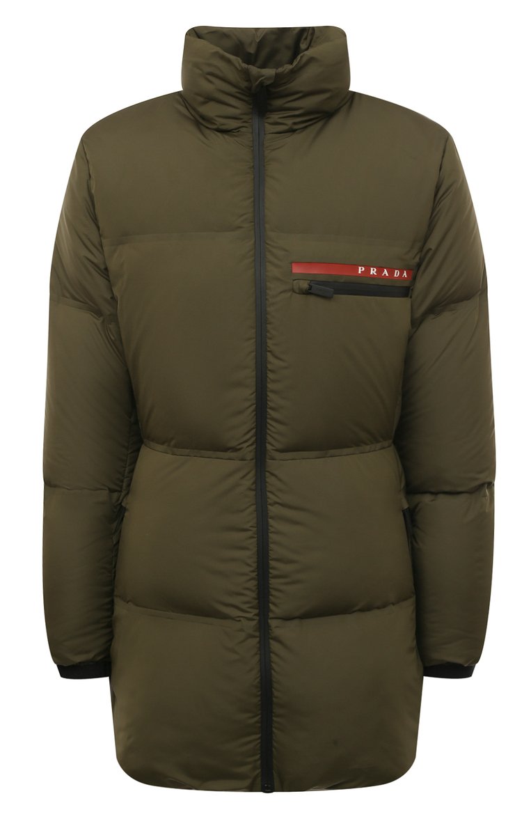 Женский пуховик prada linea rossa PRADA хаки цвета, арт. 29X688-1VL2-F0161-192 | Фото 1 (Материал внешний: Синтетический материал; Рукава: Длинные; Длина (верхняя одежда): Короткие; Стили: Спорт-шик; Нос: Не проставлено; Региональные ограничения белый список (Axapta Mercury): Не проставлено; Кросс-КТ: Пуховик)