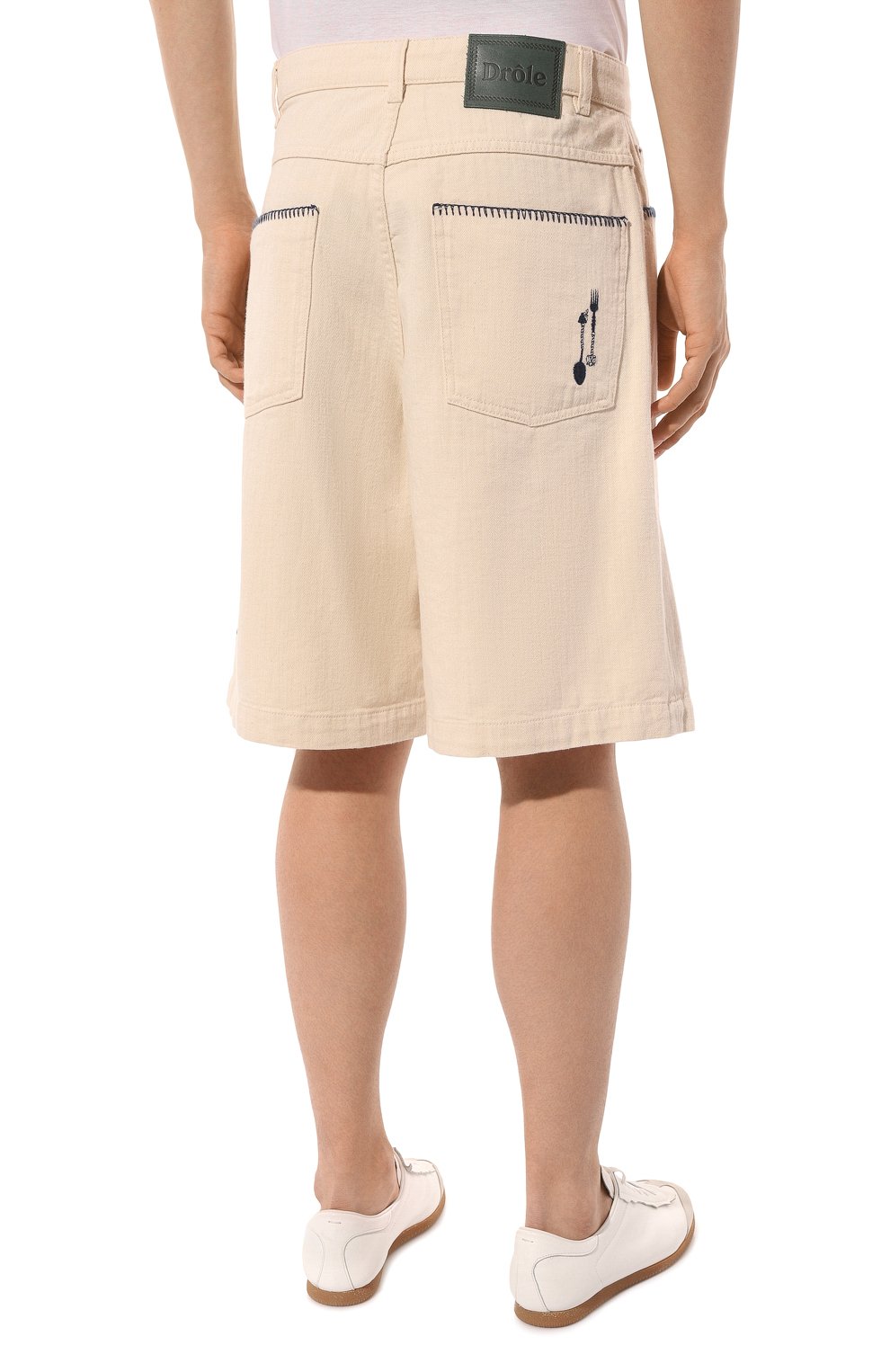 Хлопковые шорты DROLE DE MONSIEUR кремового цвета по цене 41850 руб., арт. D-BS127-C0119-EC, фото 4 Хлопковые шорты DROLE DE MONSIEUR, арт. D-BS127-C0119-EC, фото 4