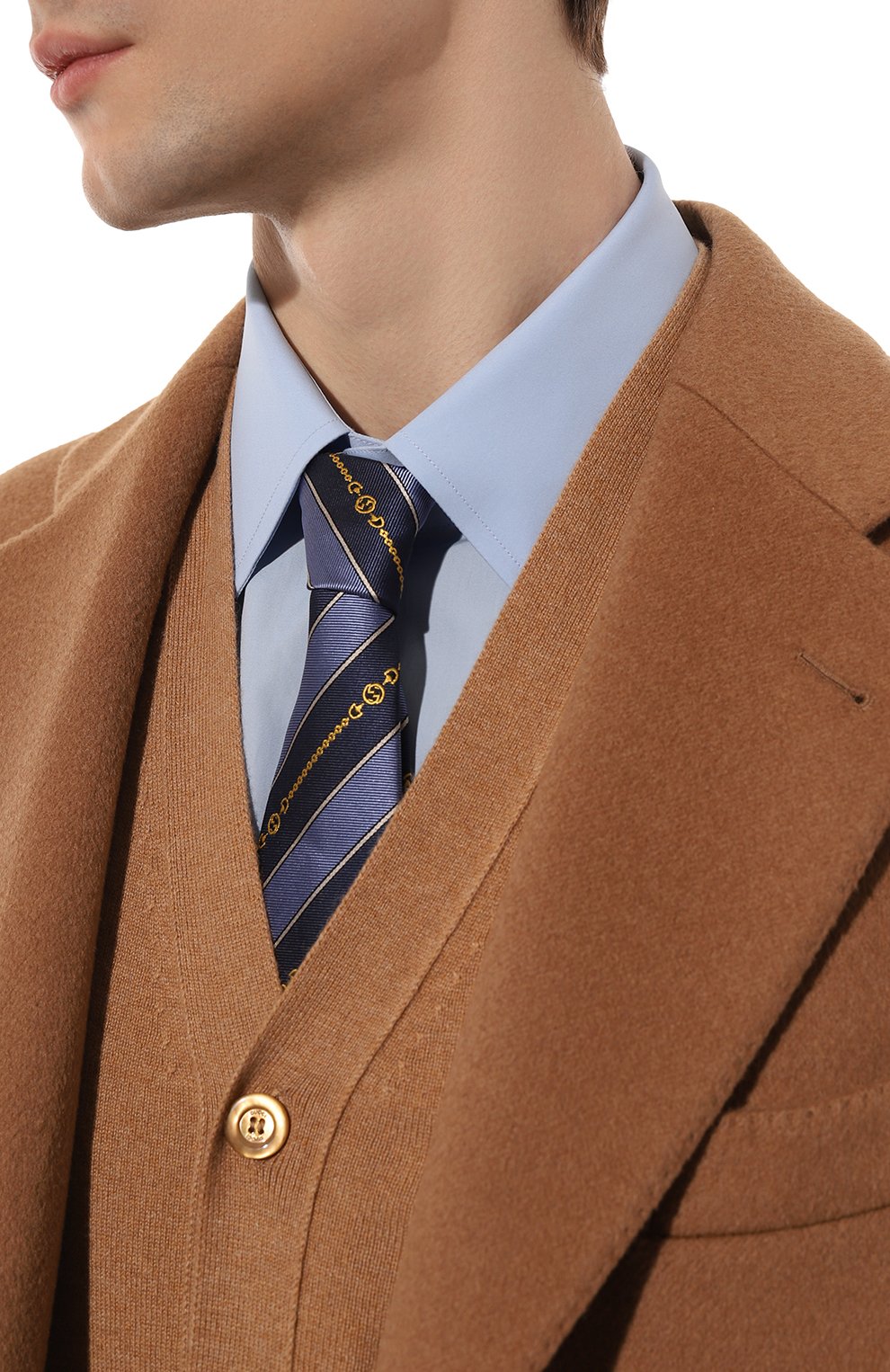 Шелковый галстук GUCCI синего цвета по цене 28800 руб., арт. 643929 4E002, фото 2 Шелковый галстук GUCCI, арт. 643929 4E002, фото 2