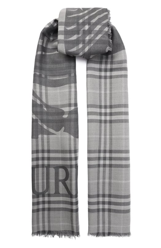 Шарф из шерсти и шелка Burberry 8117903 Серый 8117903