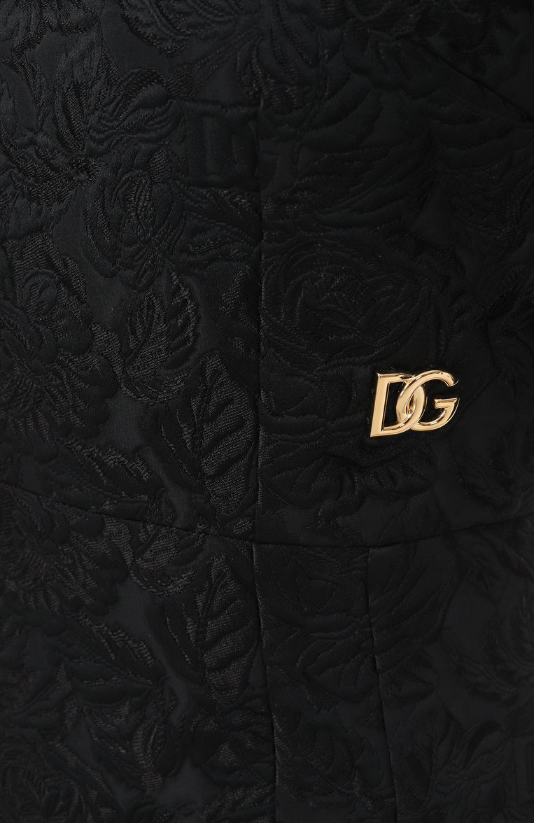 Женское платье из хлопка и шелка DOLCE & GABBANA черного цвета, арт. F6ARLT/GDCSS | Фото 6 (Материал внешний: Хлопок, Синтетический материал; Длина Ж (юбки, платья, шорты): До колена; Случай: Повседневный; Стили: Кэжуэл; Женское Кросс-КТ: Платье-одежда; Рукава: Короткие; Автоматизация состава: Проставлено; Автоматизация ТО: Проставлено; Размерность: Идёт в размер; Re-sync: On)
