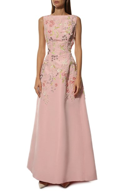 Шелковое платье с отделкой бисером и пайетками OSCAR DE LA RENTA, арт. R17E075GPE0, фото 3