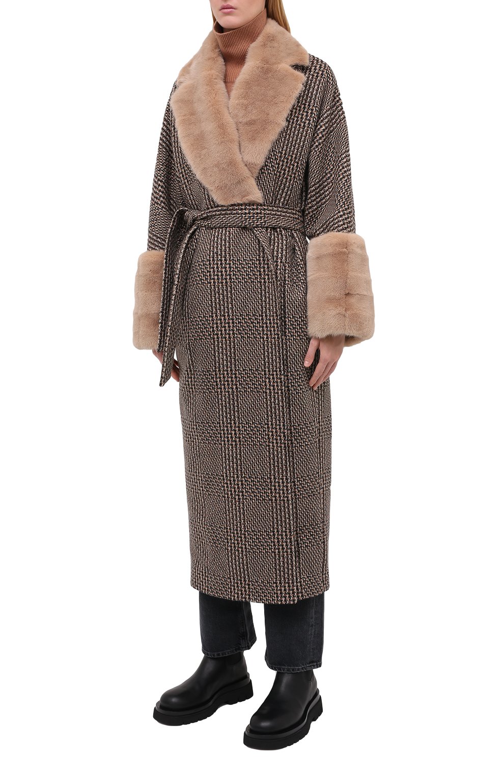 Пальто с отделкой из мех а норки KITON, арт. D50604K05T33, фото 3