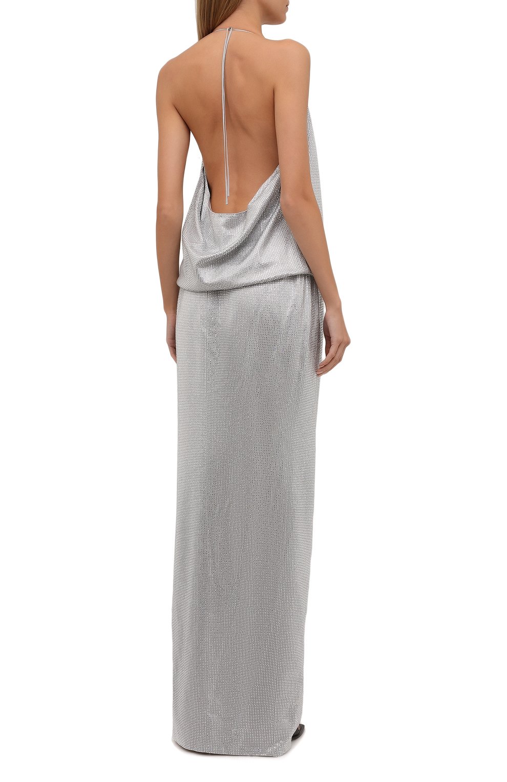 Платье из вискозы BALMAIN светло-серого цвета по цене 957000 руб., арт. VF0RN030/A095, фото 4 Платье из вискозы BALMAIN, арт. VF0RN030/A095, фото 4