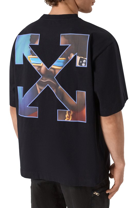 Хлопковая футболка Off-White 0MAA120S25JER00G Чёрный  0MAA120S25JER00G Фото 4