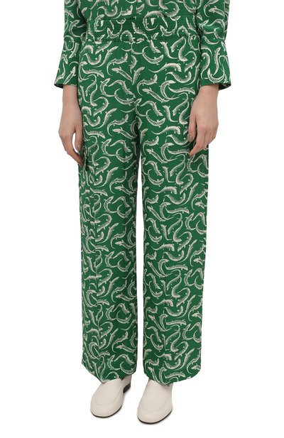 Шелковые брюки VICTORIA BECKHAM зеленого цвета по цене 71650 руб., арт. 1122WTR003312B, фото 3 Шелковые брюки VICTORIA BECKHAM, арт. 1122WTR003312B, фото 3