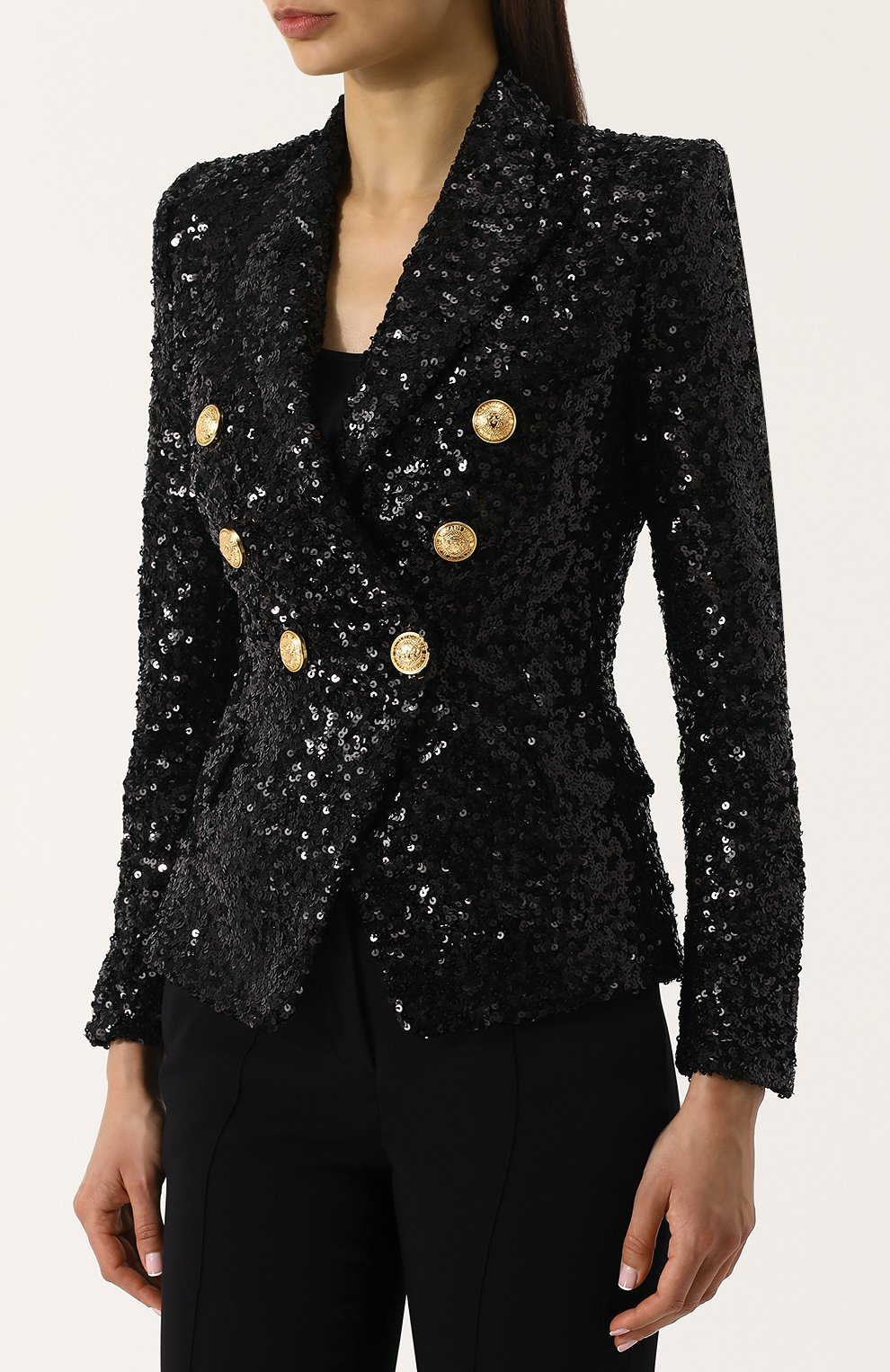 Приталенный двубортный жакет с пайетками BALMAIN, арт. 137294/278X, фото 3