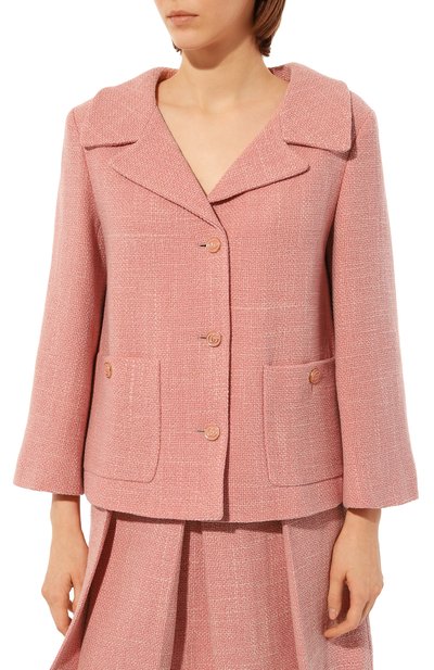 Шерстяной жакет GUCCI розового цвета по цене 285120 руб., арт. 681153 ZAHDR, фото 3 Шерстяной жакет GUCCI, арт. 681153 ZAHDR, фото 3