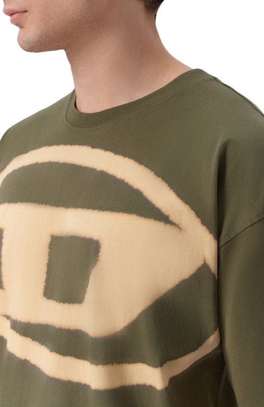 Хлопковая футболка Diesel A14872/0QKAS Хаки  A14872/0QKAS Фото 5