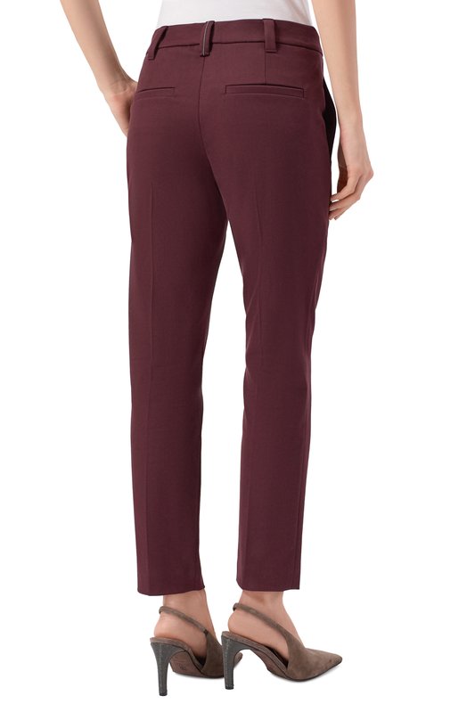 Хлопковые брюки Brunello Cucinelli MP126P8703 Бордовый  MP126P8703 Фото 4