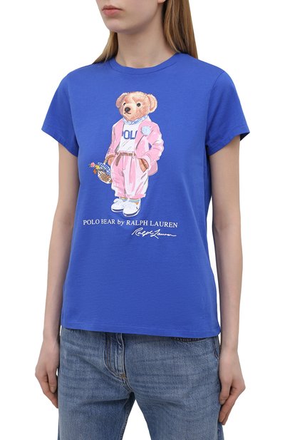 Хлопковая футболка POLO RALPH LAUREN синего цвета по цене 10300 руб., арт. 211838100, фото 3 Хлопковая футболка POLO RALPH LAUREN, арт. 211838100, фото 3