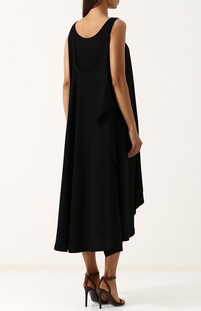 Однотонное хлопковое платье-миди свободного кроя YOHJI YAMAMOTO, арт. NW-D19-816, фото 4