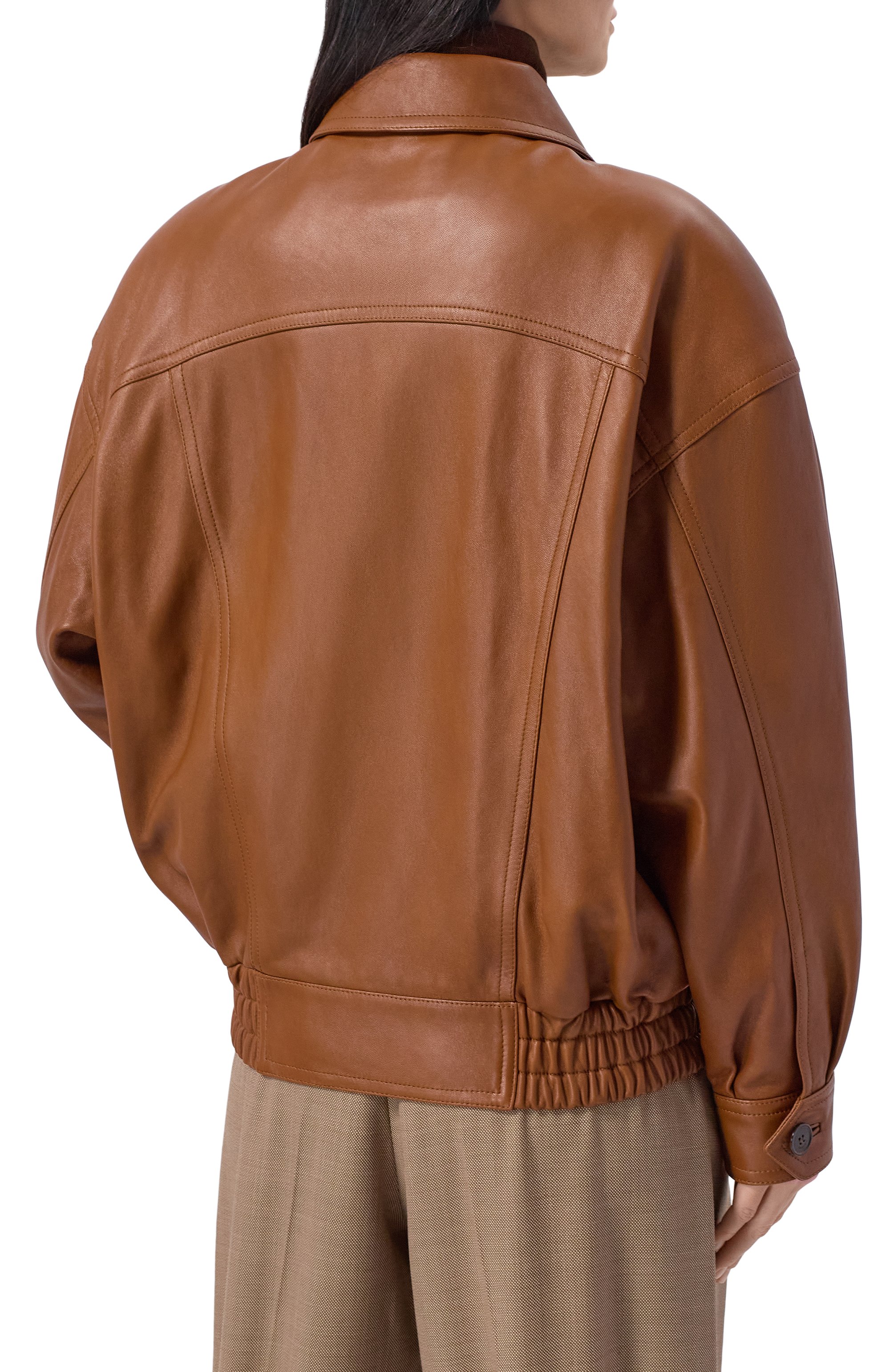 Кожаный бомбер SAINT LAURENT коричневого цвета по цене 1255000 руб., арт. 842948/YCSK2, фото 4 Кожаный бомбер SAINT LAURENT, арт. 842948/YCSK2, фото 4