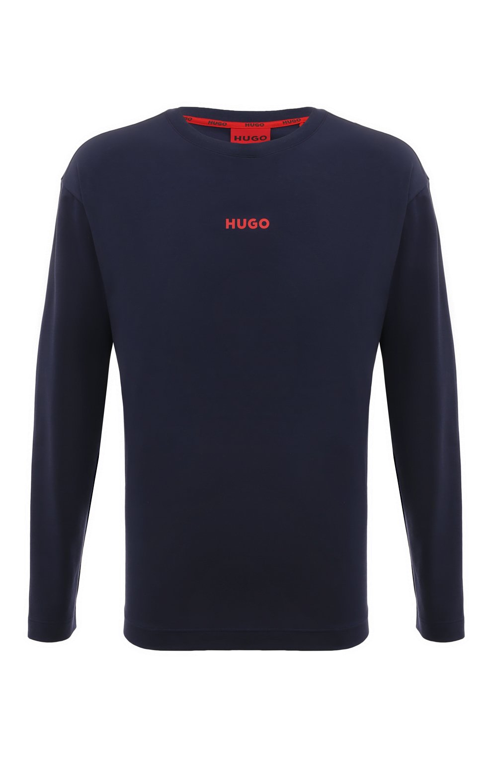 Хлопковый лонгслив HUGO темно-синего цвета по цене 6995 руб., арт. 50502399, фото 1 Хлопковый лонгслив HUGO, арт. 50502399, фото 1