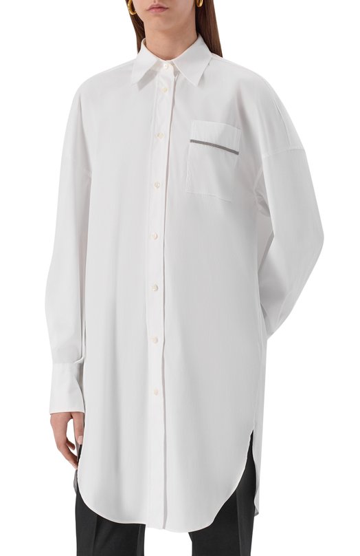 Хлопковая рубашка Brunello Cucinelli M0091ML916 Белый  M0091ML916 Фото 3