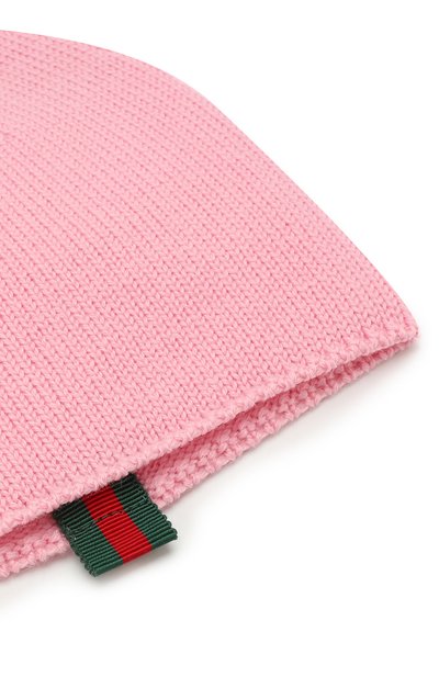Шерстяная шапка GUCCI розового цвета по цене 8995 руб., арт. 473567/3K706, фото 3 Шерстяная шапка GUCCI, арт. 473567/3K706, фото 3