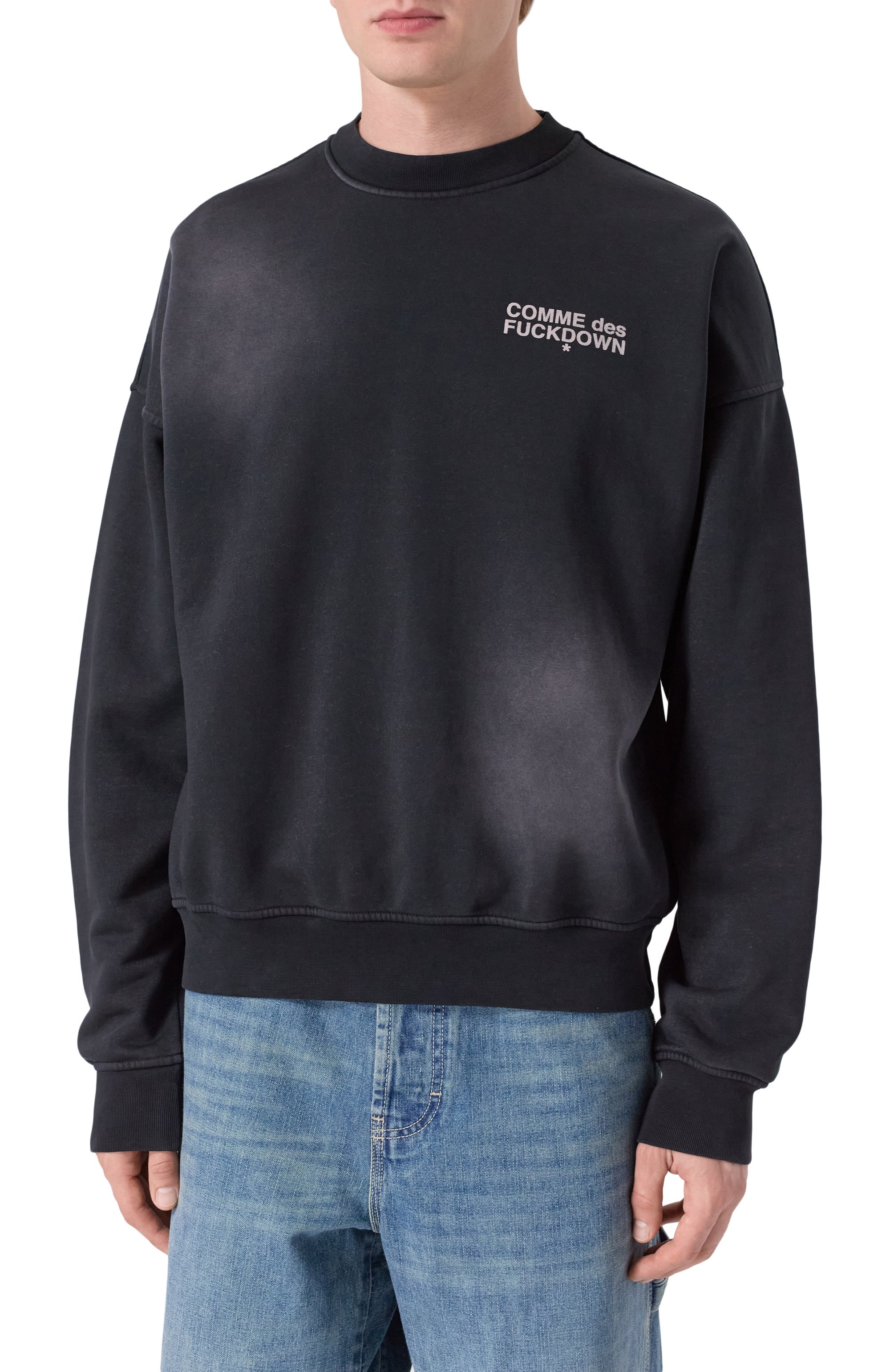 Хлопковый свитшот COMME DES FUCKDOWN темно-серого цвета по цене 14150 руб., арт. CFABM01741, фото 3 Хлопковый свитшот COMME DES FUCKDOWN, арт. CFABM01741, фото 3