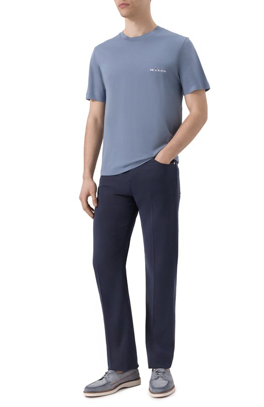 Хлопковая футболка Kiton UMK0717K316 Голубой  UMK0717K316 Фото 2
