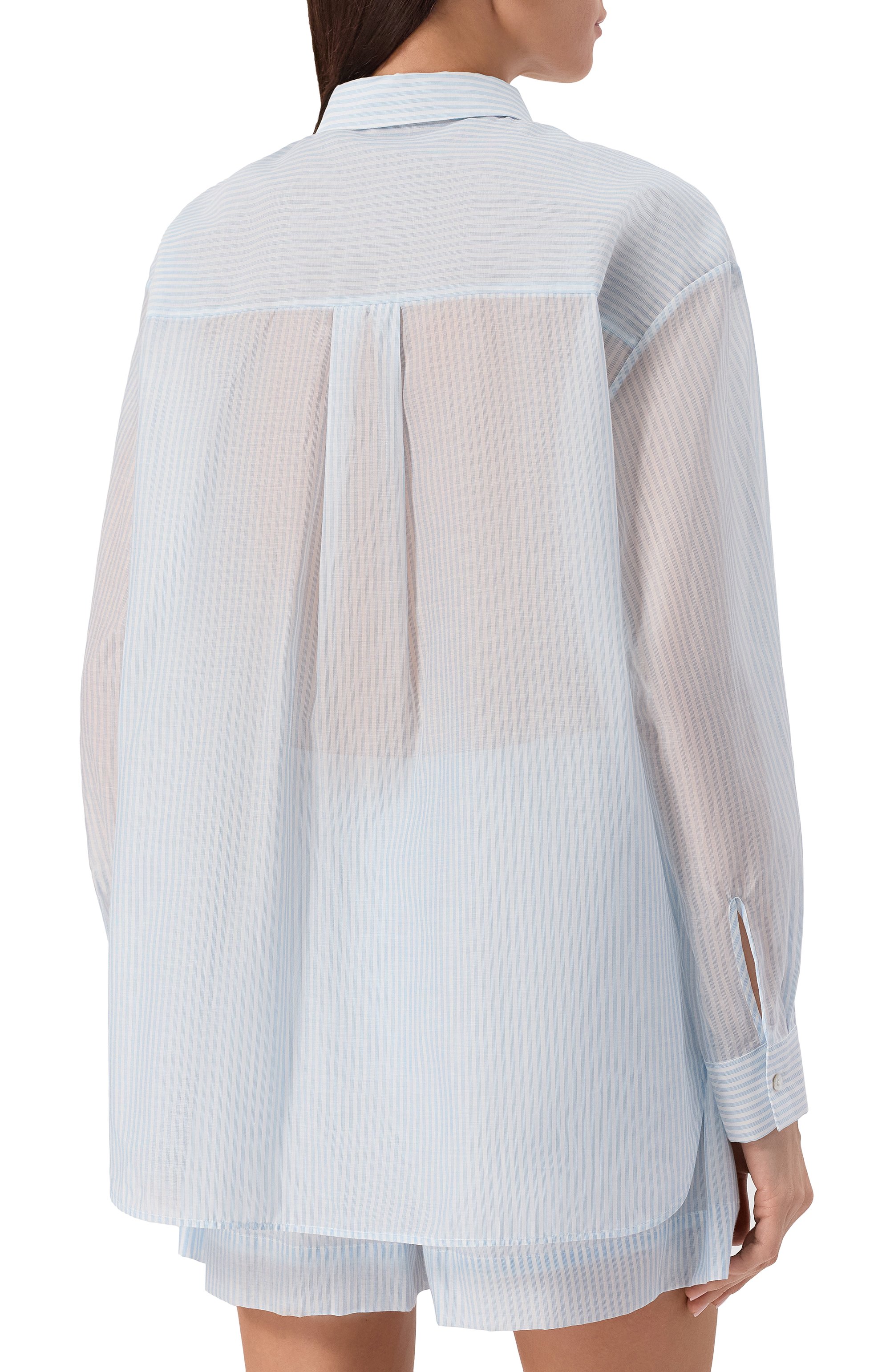 Рубашка из хлопка и шелка 12 STOREEZ голубого цвета по цене 16000 руб., арт. 132624, фото 4 Рубашка из хлопка и шелка 12 STOREEZ, арт. 132624, фото 4