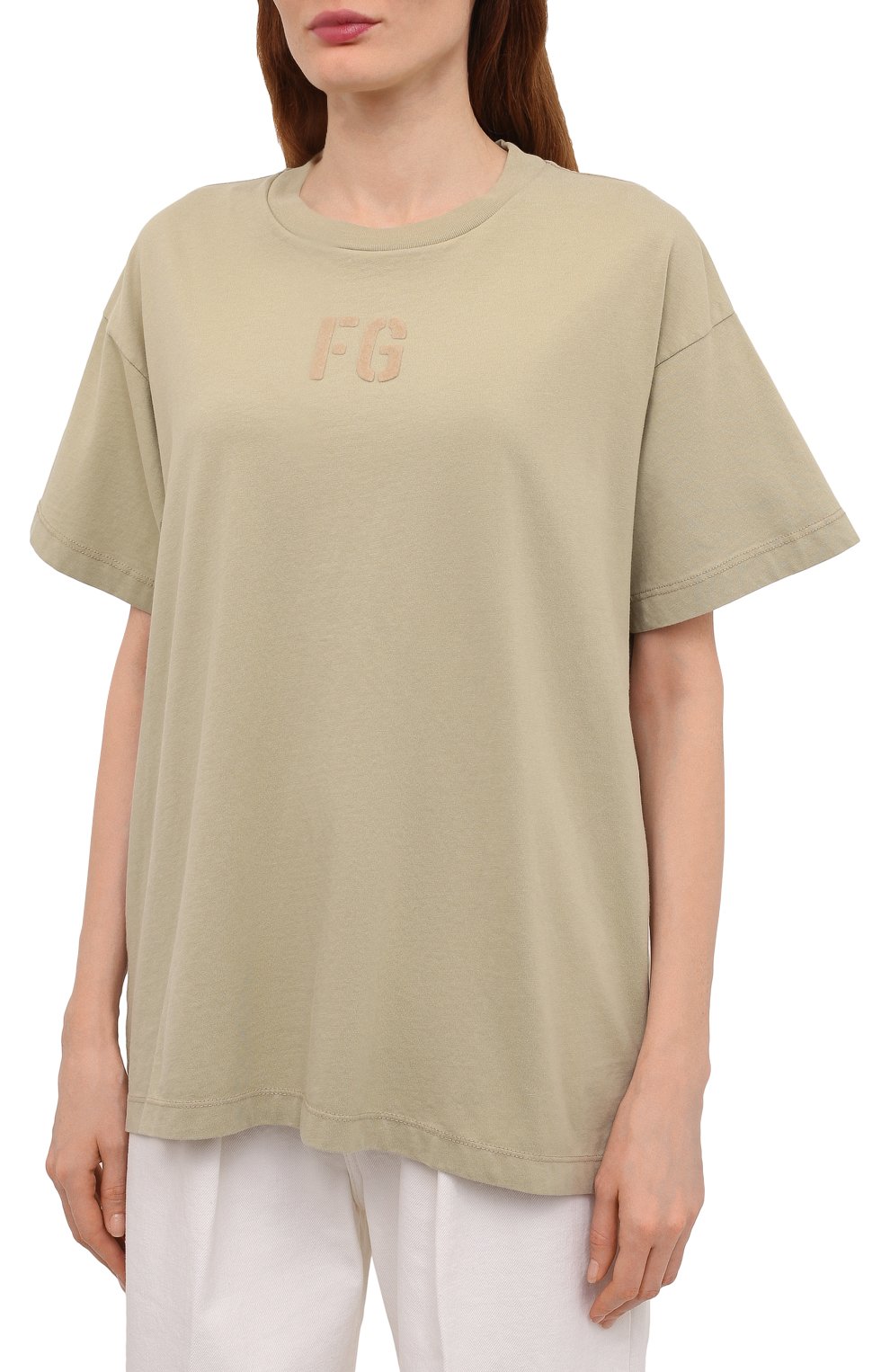 Хлопковая футболка FEAR OF GOD бежевого цвета по цене 31850 руб., арт. FG50-025CTJ, фото 3 Хлопковая футболка FEAR OF GOD, арт. FG50-025CTJ, фото 3