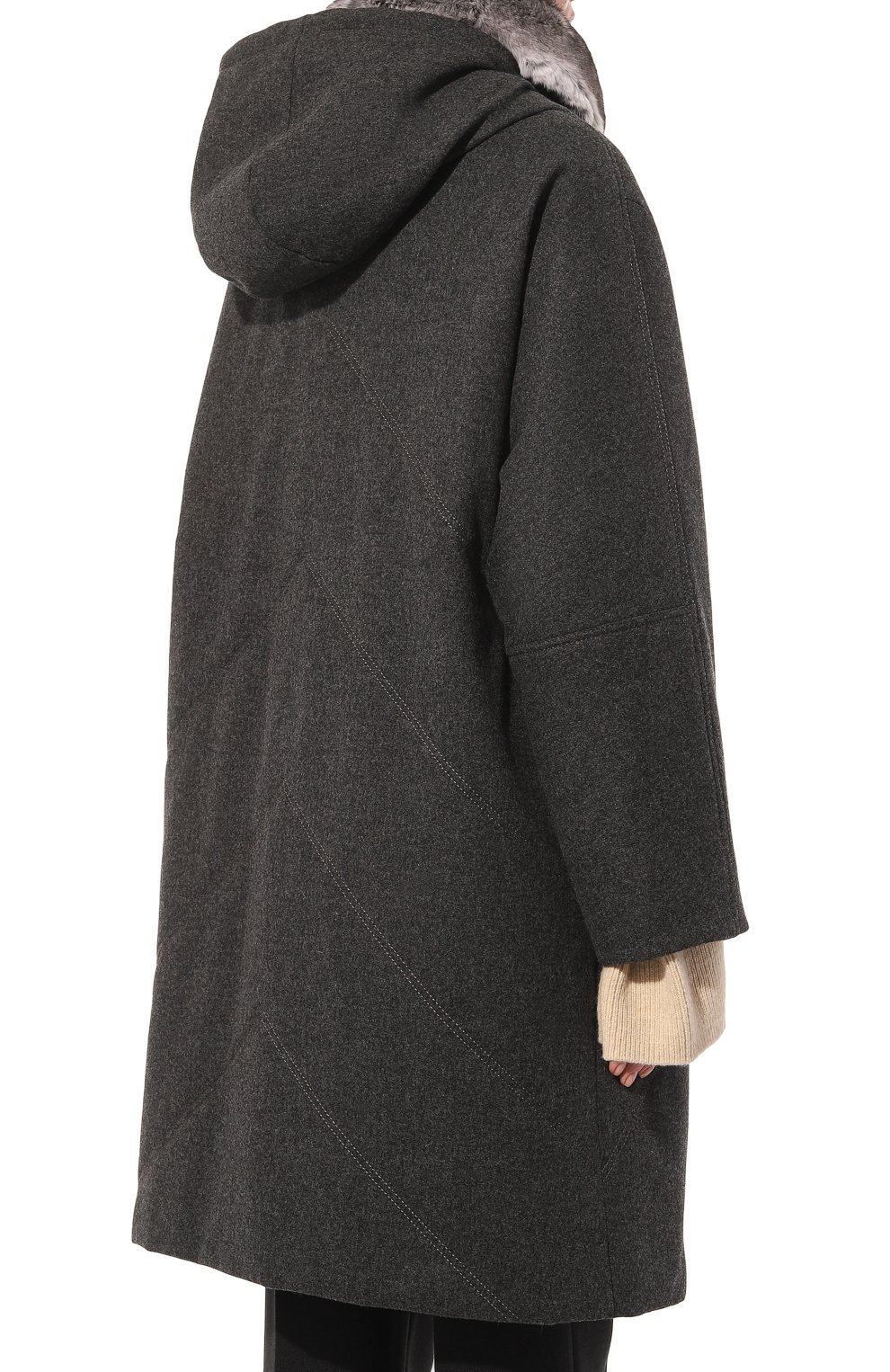 Кашемировое пальто pola с капюшоном из меха шиншиллы FURLAND, арт. 0237804830179200110, фото 4