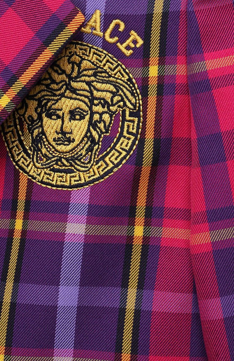 Детский жакет VERSACE фиолетового цвета, арт. 1003715/1A07578/4A-6A | Фото 3 (Материал внешний: Синтетический материал, Хлопок; Рукава: Длинные; Материал подклада: Купро; Девочки Кросс-КТ: Жакет-одежда)