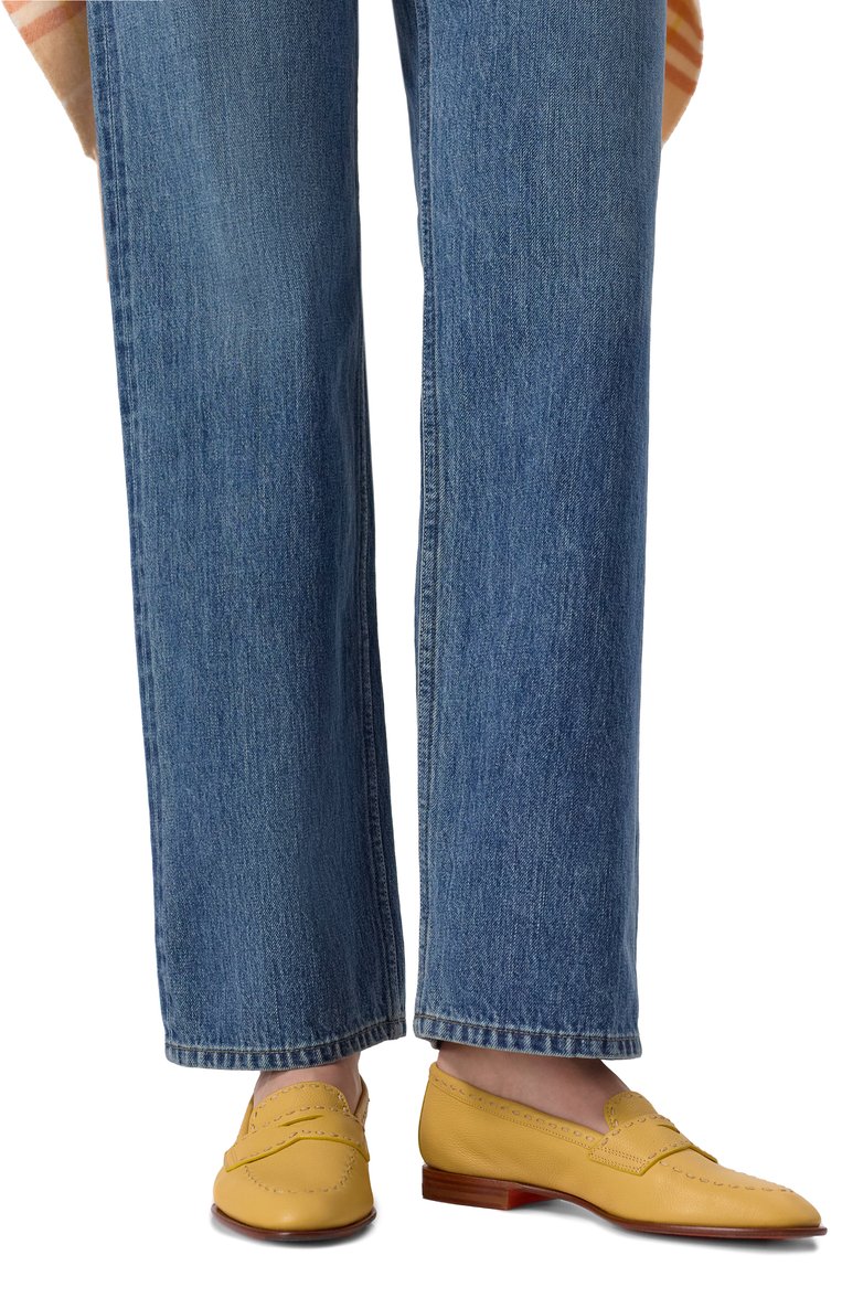 Женские кожаные пенни-лоферы SANTONI желтого цвета, арт. WUSG71437HAFSWKA | Фото 3 (Материал внешний: Натуральная кожа; По�дошва: Плоская; Каблук высота: Низкий; Материал внутренний: Натуральная кожа)