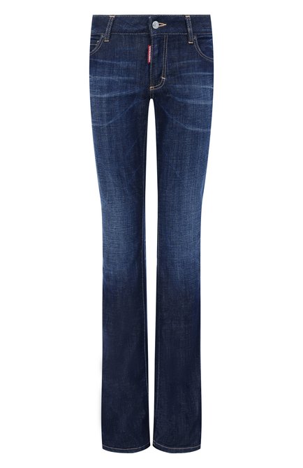 Женские джинсы DSQUARED2 синего цвета, арт. S75LB1027/S30664 | Фото 1 (Драгоценные камни: Проставлено; Материал сплава: Проставлено; Длина (брюки, джинсы): Удлиненные)