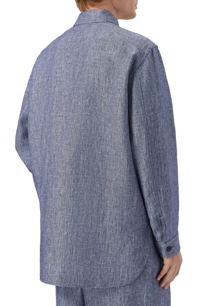 Льняная рубашка GIORGIO ARMANI синего цвета по цене 212500 руб., арт. GM003400/TE20689, фото 4 Льняная рубашка GIORGIO ARMANI, арт. GM003400/TE20689, фото 4