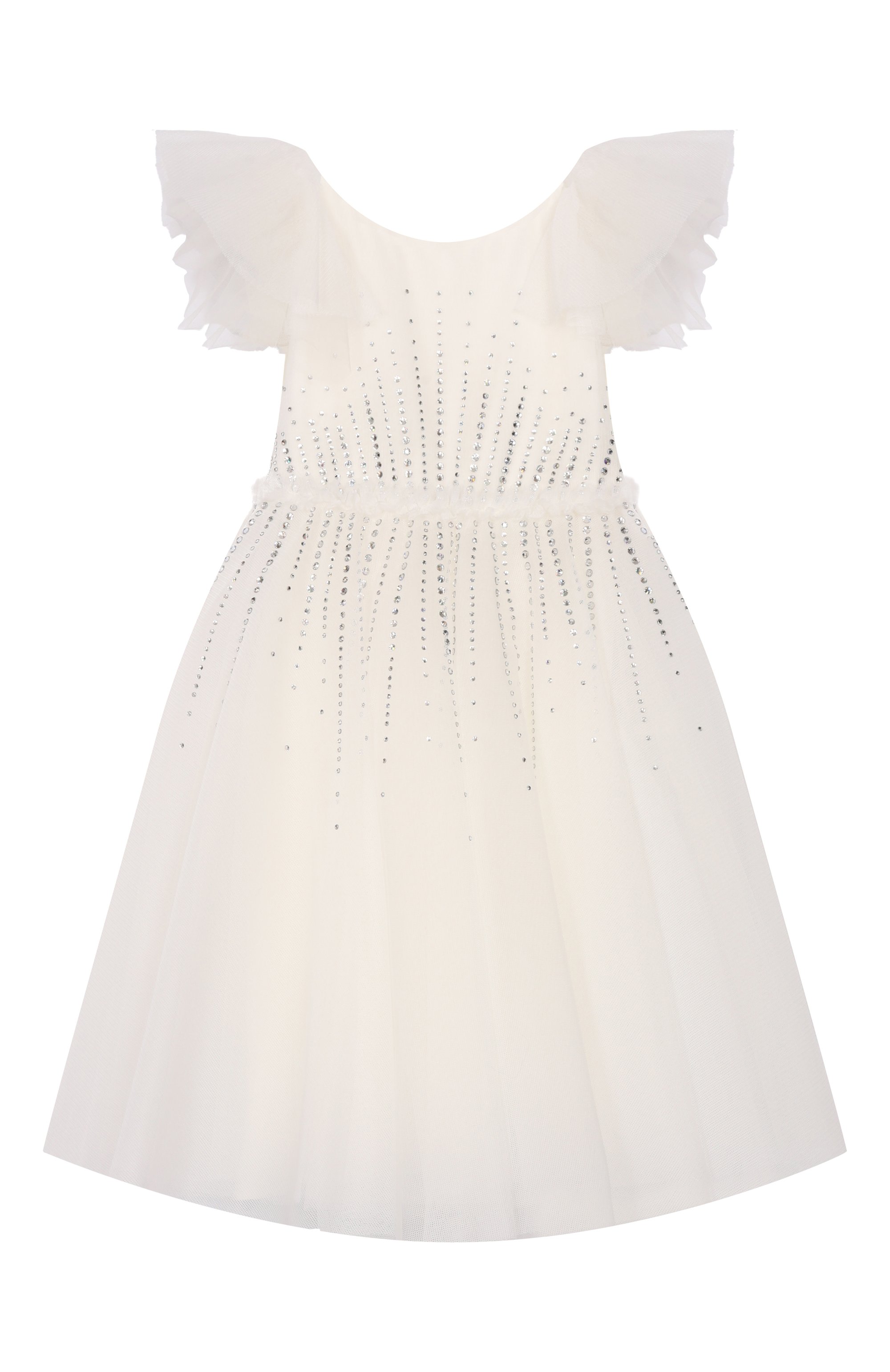 Платье с отделкой стразами MONNALISA кремового цвета по цене 78450 руб., арт. 71F908NP, фото 1 Платье с отделкой стразами MONNALISA, арт. 71F908NP, фото 1