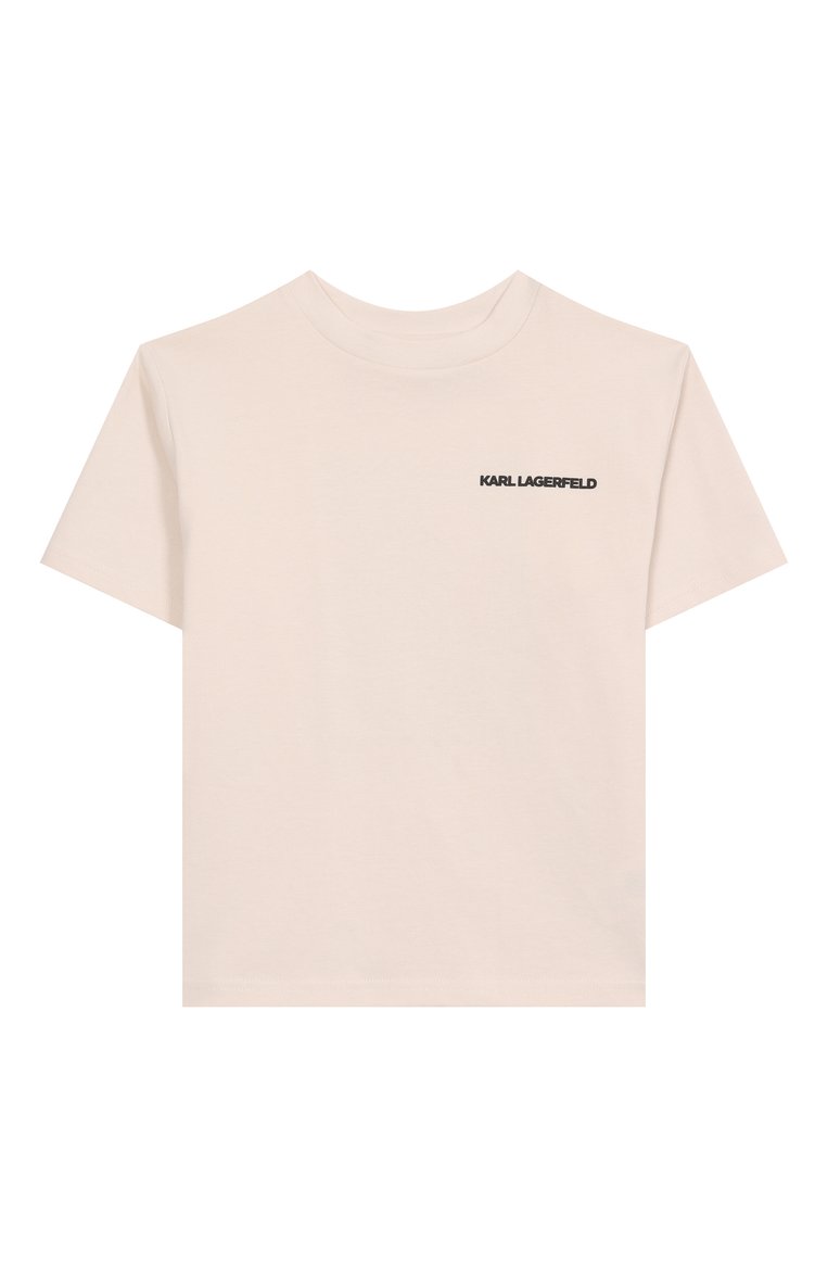 Детская хлопковая футболка KARL LAGERFELD KIDS кремового цвета, арт. Z30440 | Фото 1 (Рукава: Короткие; Материал внешний: Хлопок; Мальчики Кросс-КТ: Футболка-одежда; Автоматизация ТО: Проставлено; Автоматизация состава: Проставлено; Ростовка одежда: 9 лет | 134 см, 12 лет | 152 см, 16 лет | 164 см, 7 лет | 122 см, 13 - 15 лет | 158 см)