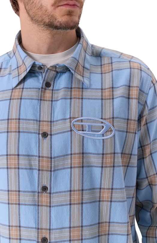 Хлопковая рубашка Diesel A19445/0AJFI Голубой  A19445/0AJFI Фото 5