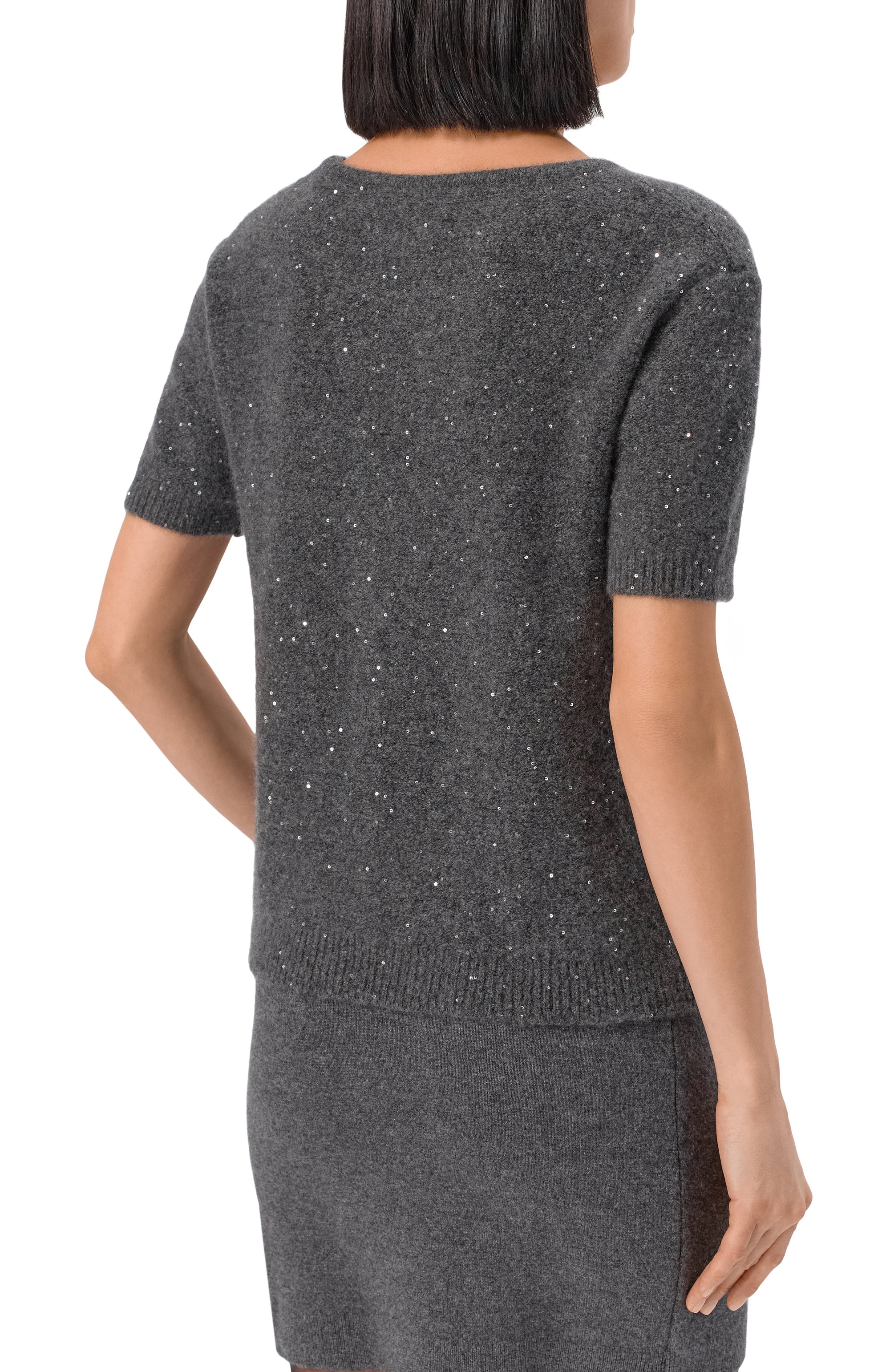 Пуловер из кашемира и хлопка ADDICTED серого цвета по цене 37050 руб., арт. AD2504, фото 4 Пуловер из кашемира и хлопка ADDICTED, арт. AD2504, фото 4