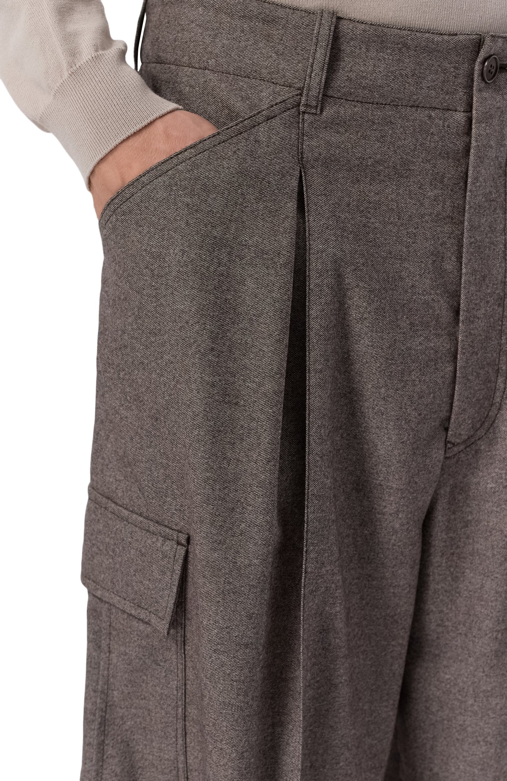 Брюки-карго из шерсти и кашемира GIORGIO ARMANI коричневого цвета по цене 184500 руб., арт. GM004540/TE11804, фото 5 Брюки-карго из шерсти и кашемира GIORGIO ARMANI, арт. GM004540/TE11804, фото 5