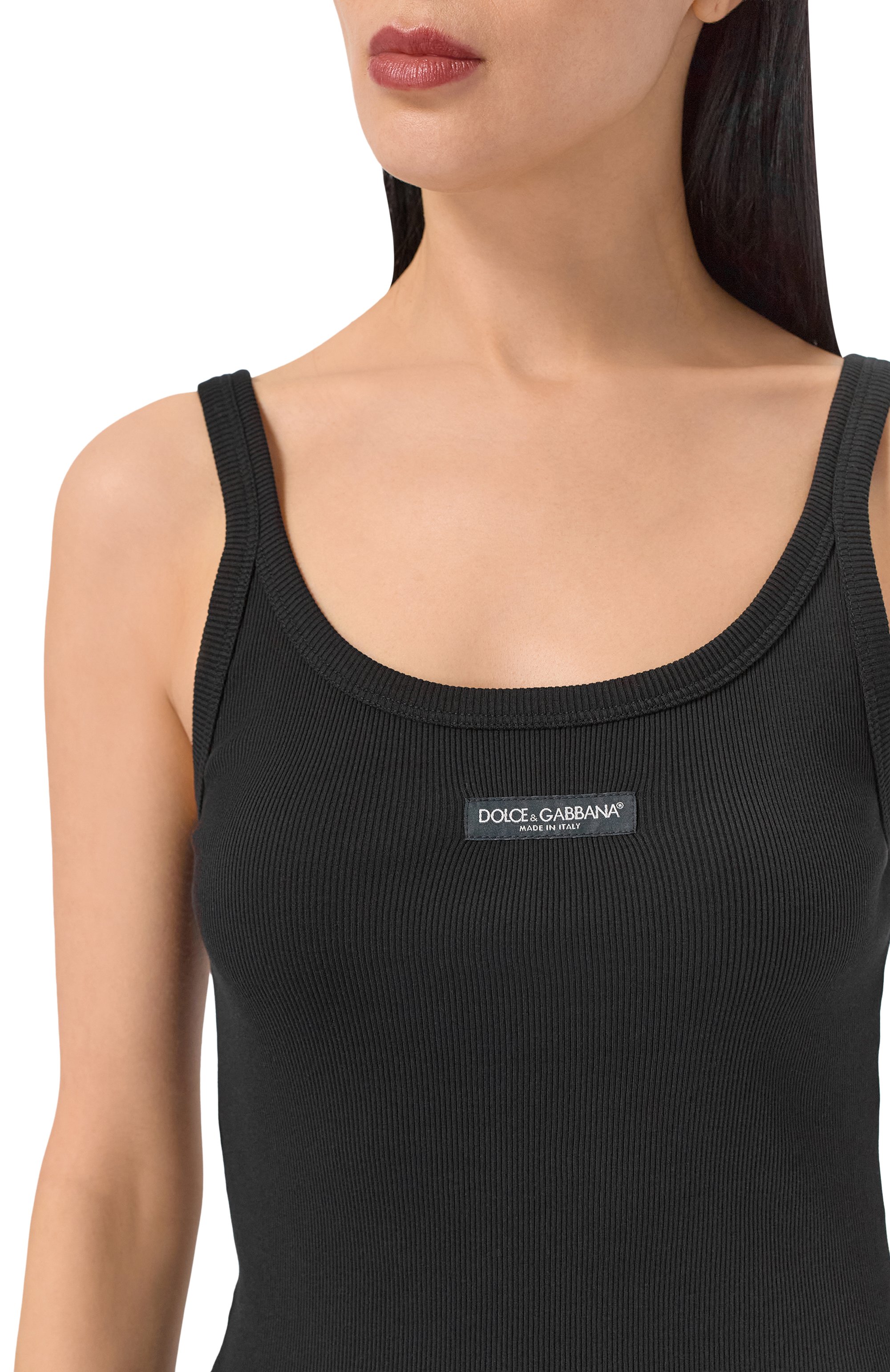 Хлопковая майка DOLCE & GABBANA черного цвета по цене 44550 руб., арт. F8W45T/FU7AV, фото 5 Хлопковая майка DOLCE & GABBANA, арт. F8W45T/FU7AV, фото 5