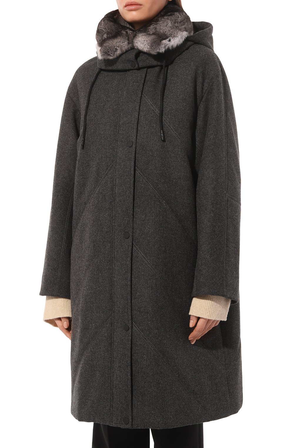 Кашемировое пальто pola с капюшоном из меха шиншиллы FURLAND, арт. 0237804830179200110, фото 3