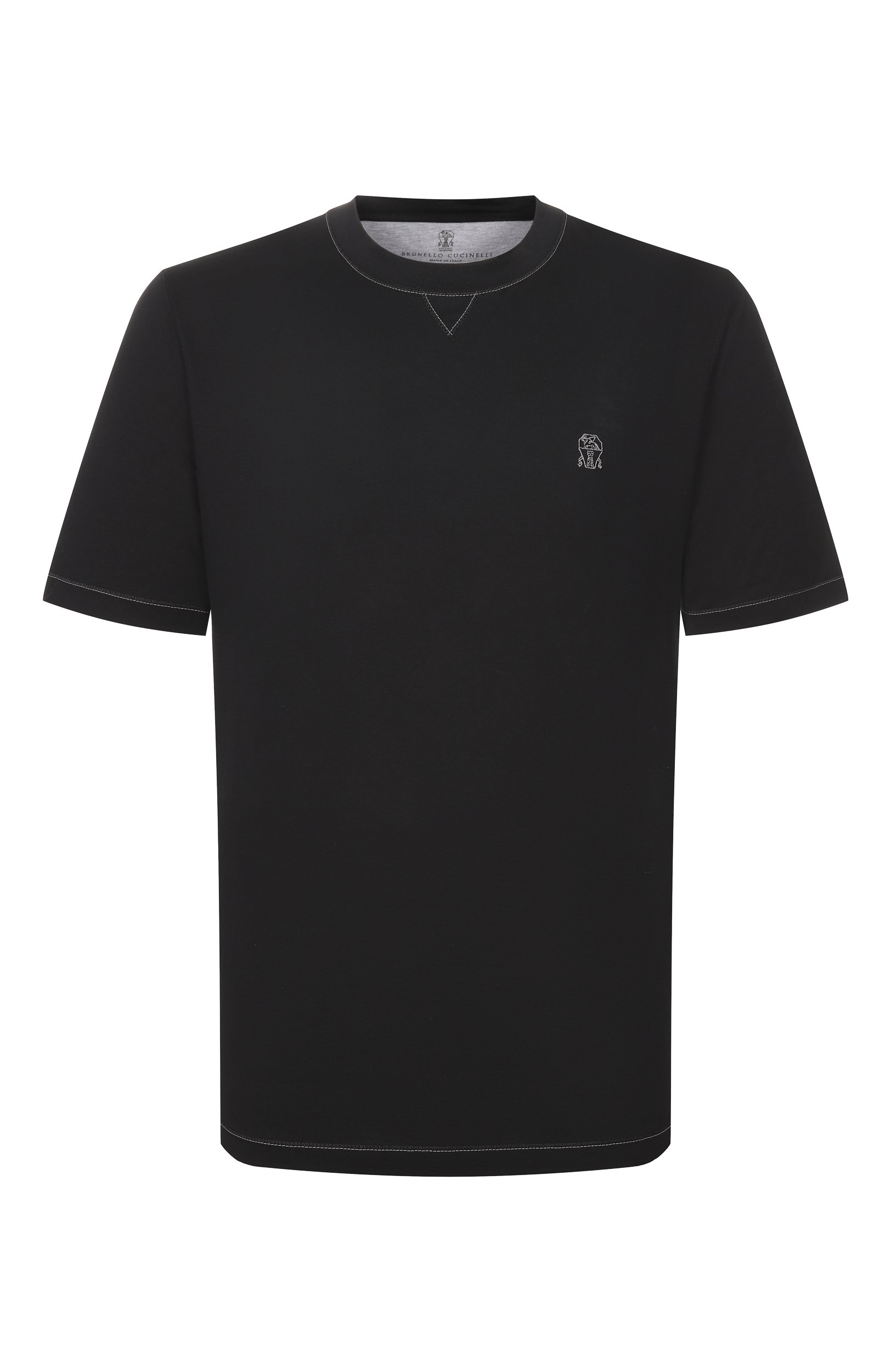 Хлопковая футболка BRUNELLO CUCINELLI черного цвета по цене 66950 руб., арт. M0B131328G, фото 1 Хлопковая футболка BRUNELLO CUCINELLI, арт. M0B131328G, фото 1