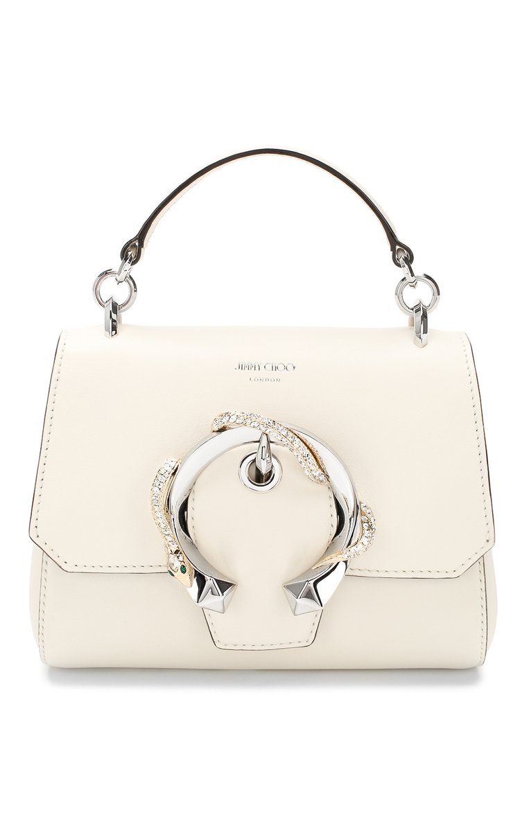 Женская сумка madeline JIMMY CHOO белого цвета, арт. MADELINE T0PHANDLE/S/YTL | Фото 1 (Размер: mini; Ремень/цепочка: На ремешке; Материал: Натуральная кожа; Сумки-технические: Сумки top-handle, Сумки через плечо; Материал сплава: Проставлено; Драгоценные камни: Проставлено)